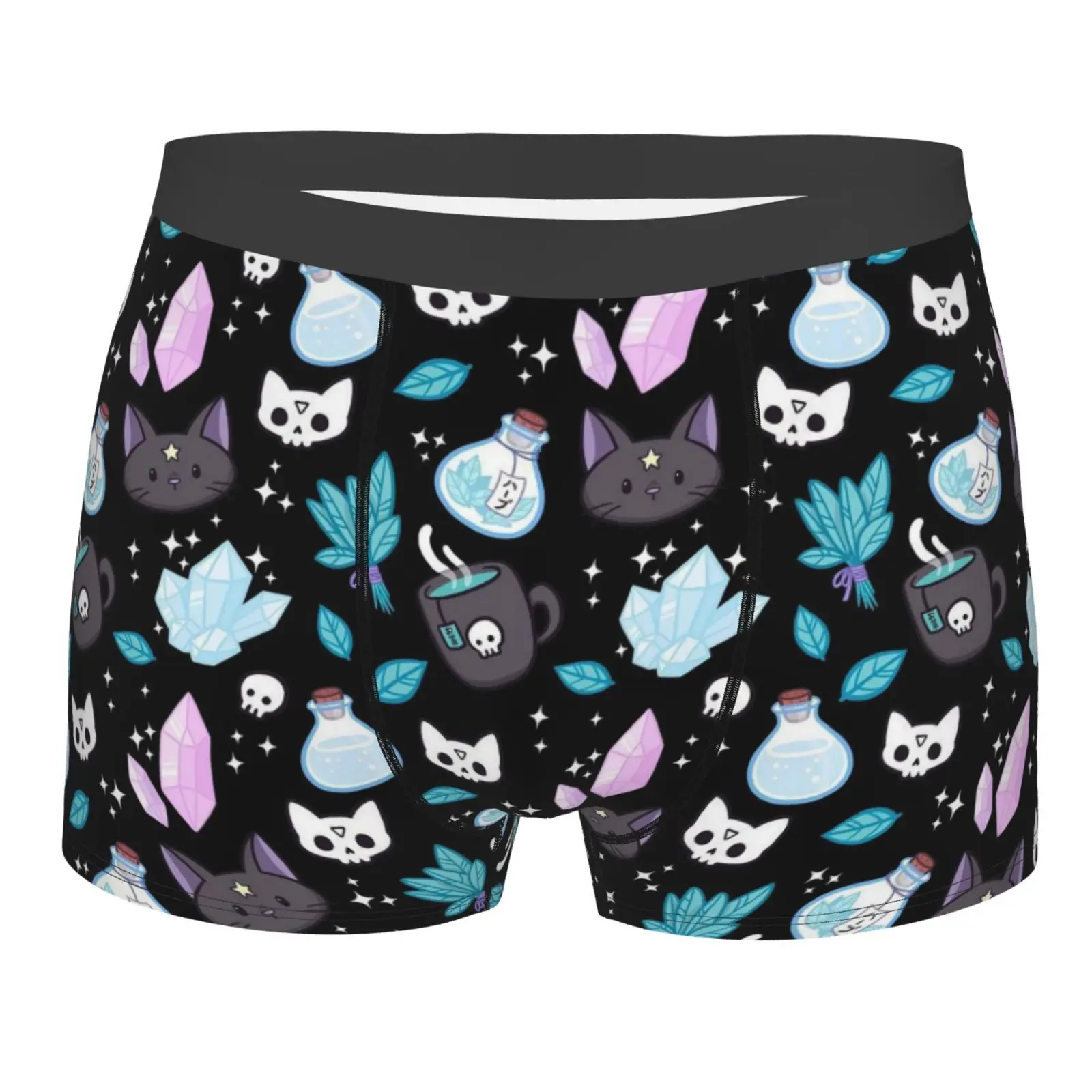 

Мужские дышащие трусы-боксеры с принтом Herb Witch Spooky Cat, удобное мягкое эластичное нижнее белье, плавки с выпуклым мешочком для мужчин и мальчиков