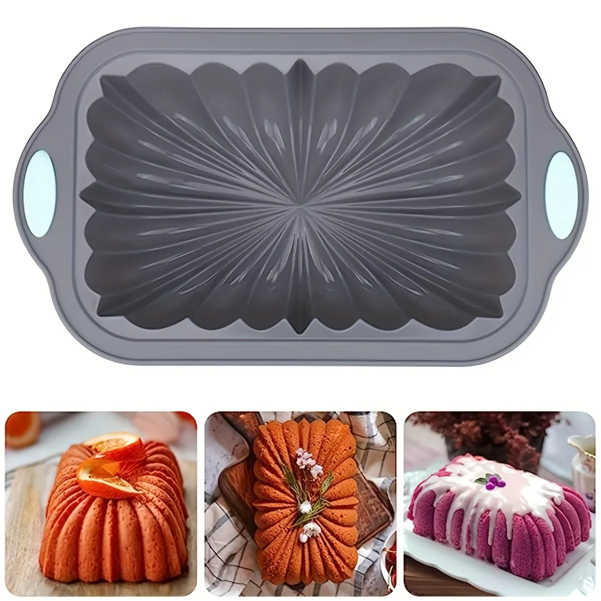 Large Square Flower Food Grade Silicone Baking Toast Pan Oven-Safe Non Stick Perfect for Home Kitchen Tool Baking Bread Mould