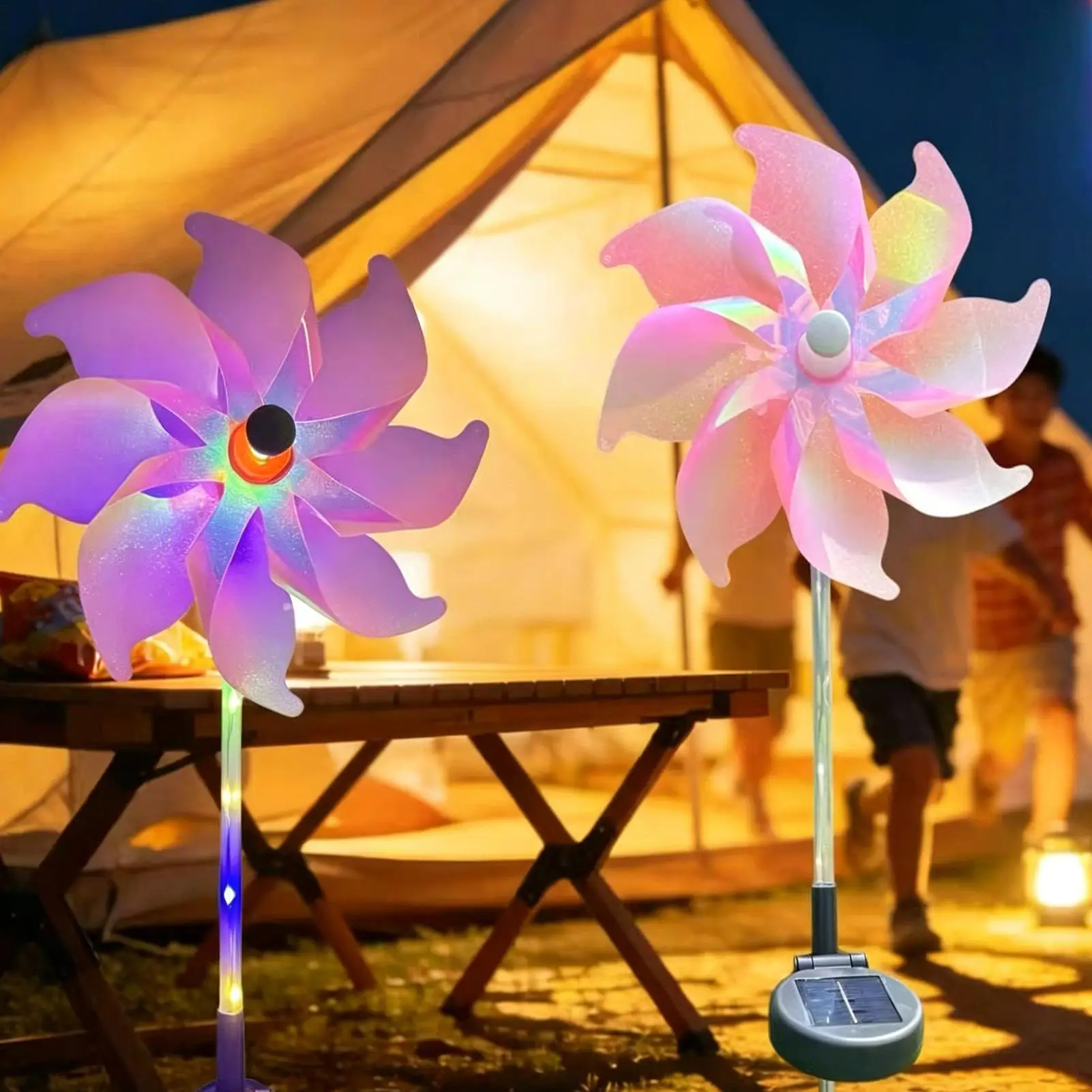 Wind Spinner Solar Light Waterproof Outdoor Colorful Pinwheel Wind Spinner Garden Stake For Outdoor Backyard Lawn Patio Balcony - view 3