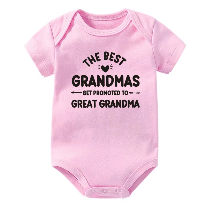 The Best Grandmas Get Promoted To Great Grandma Print Baby Bodysuits Pregnancy Announcement Newborn Jumpsuit Infant Clothes Gift