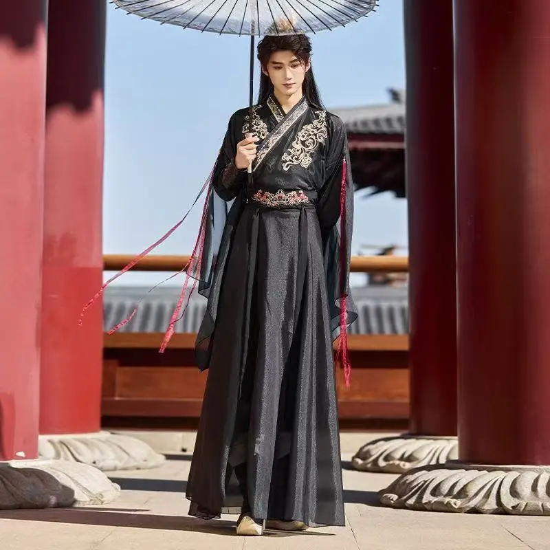 오리지널 남성용 고대 한복 전통 자수 의상 니치 카니발 파티 요정 전사 의상