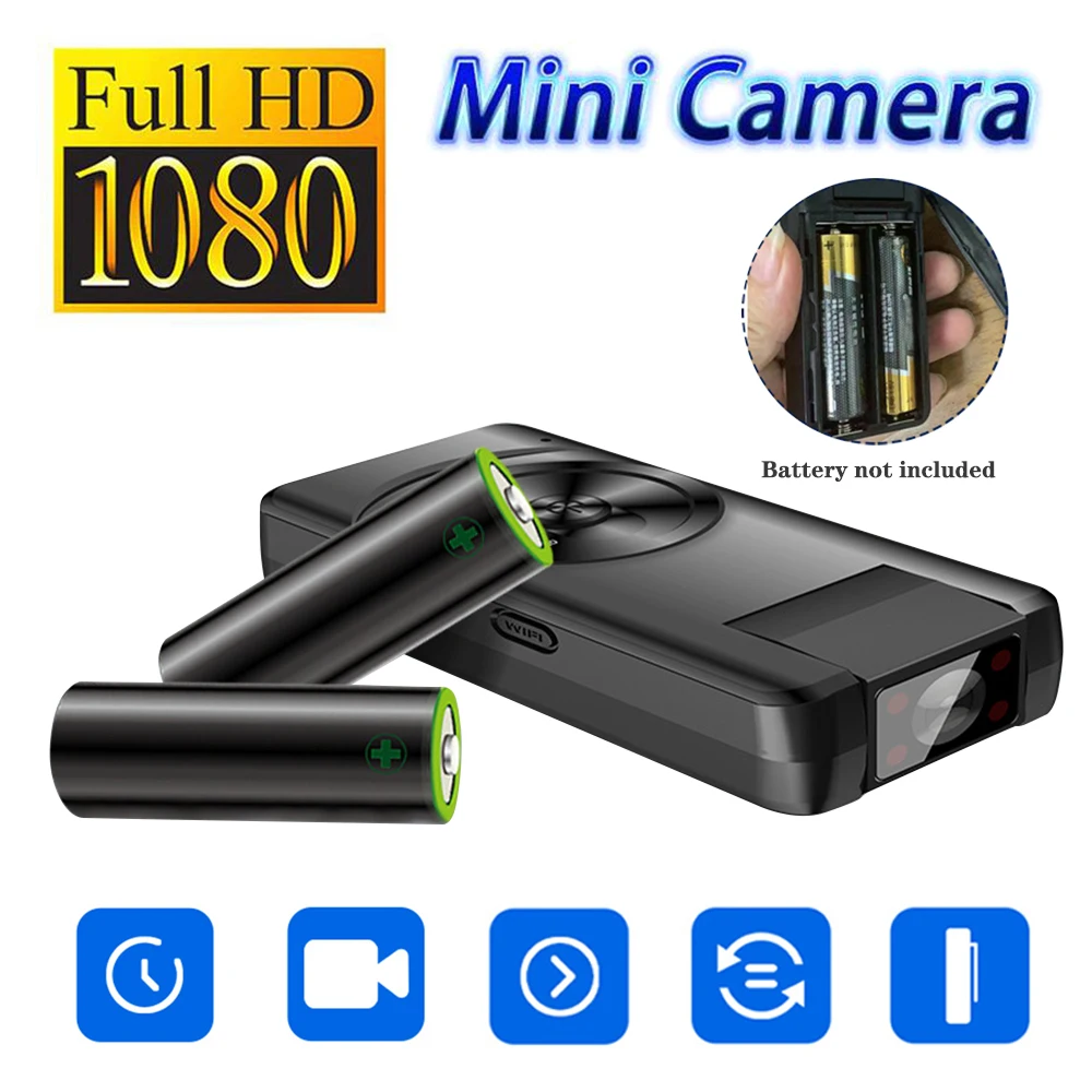 

1080P WIFI Mini Camera Remote Control 180 Degrees Wide Angle Motion Dection Body Camera with Rotating Back Clip Support 256G