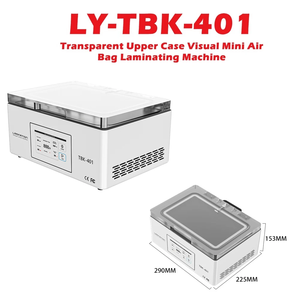 

LY-TBK-401 Airbag Laminating Machine 8-Inch Transparent Upper Cover Transparent Upper Case Visual Mini Air Bag OCA Laminator