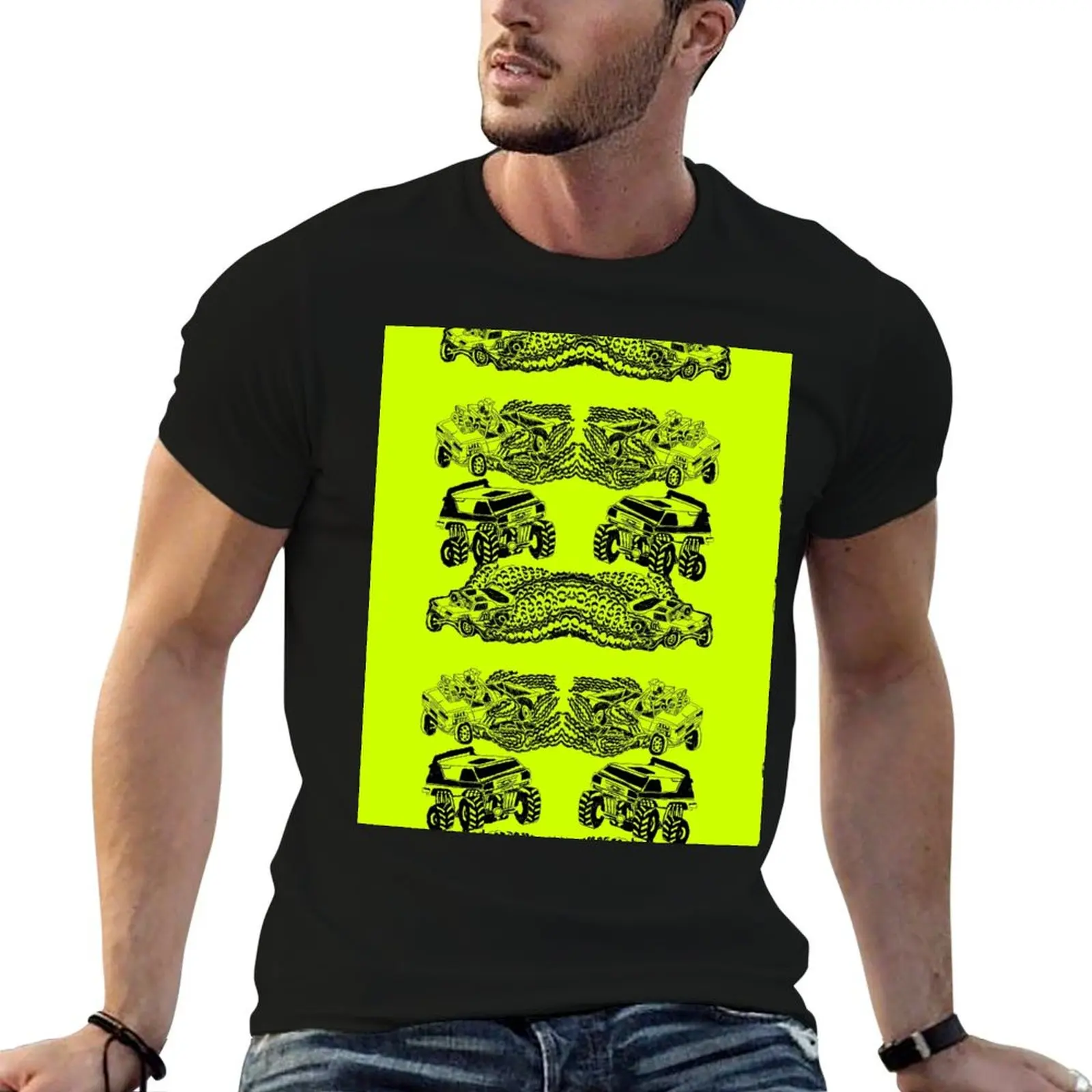 

Monster Truck Pattern T-Shirt t shirts for man pack cotton black cotton t-shirt plain for man package t shirt for man T-shirt