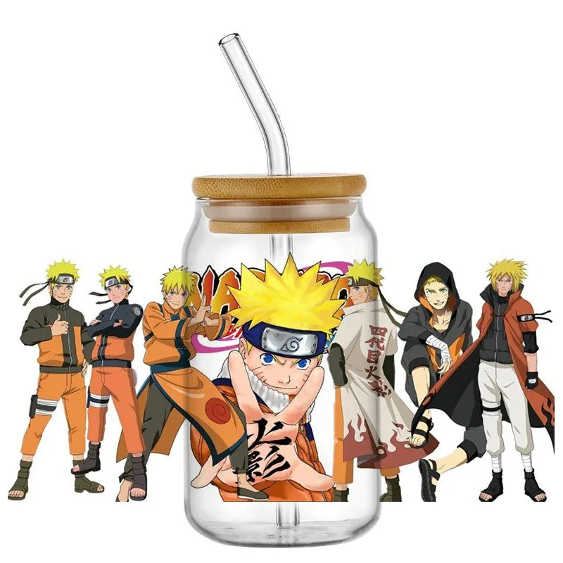 

New Design NARUTO Cartoon UV DTF Cup Wrap For 16oz Libbey Coffee Glass Can Cup uvdtf Wrap Car Sticker DIY