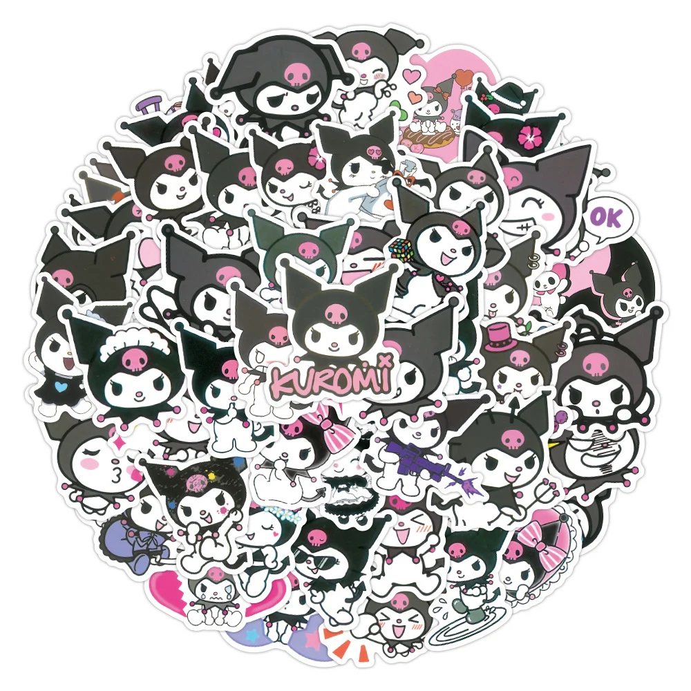 10/30/50/100pcs Kawaii Kuromi Anime Stickers Sanrio Cartoon Decals Waterproof DIY Scrapbooking Diary Car Cute Sticker Kids Toys