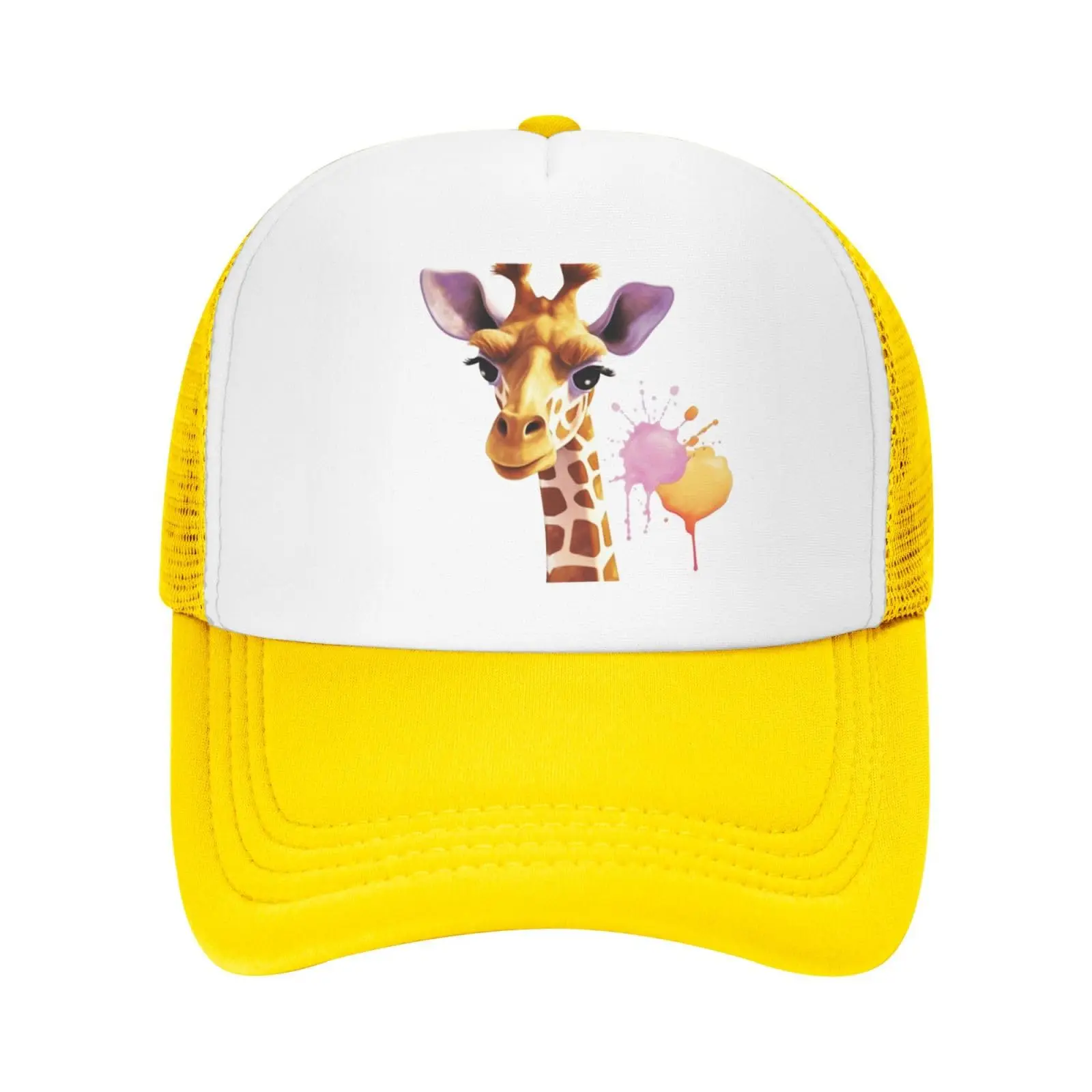 Trucker Hats Giraffe Printing Mesh Baseball Cap Trucker Hats Women with Adjustable Snapback Strap