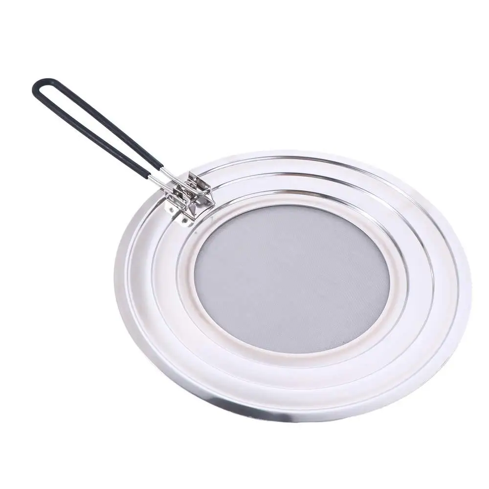 Foldable Handle Oil Splash Screen Stainless Steel Mesh Oil Shield Guard Rust-proof Oil Proof Lid Cooking