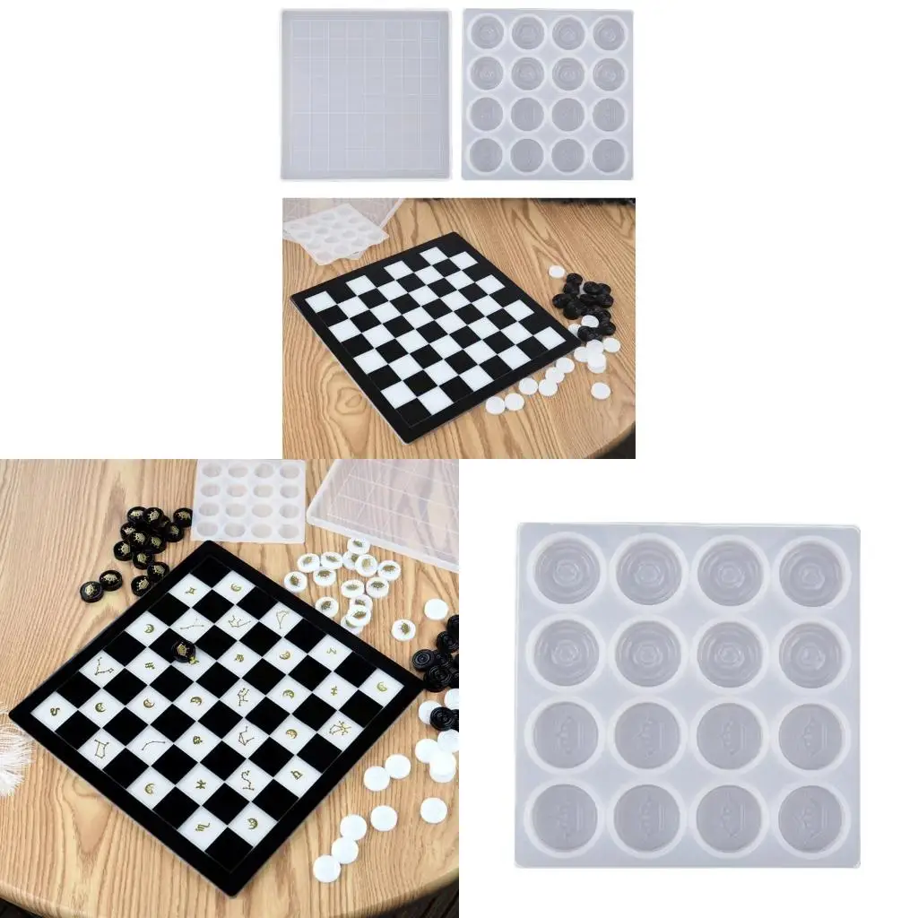  Chess Resin Molds Set Chess Board Silicone Molds Epoxy Casting Mold Chess Jewelry Making Supply Party GameTable Ornament