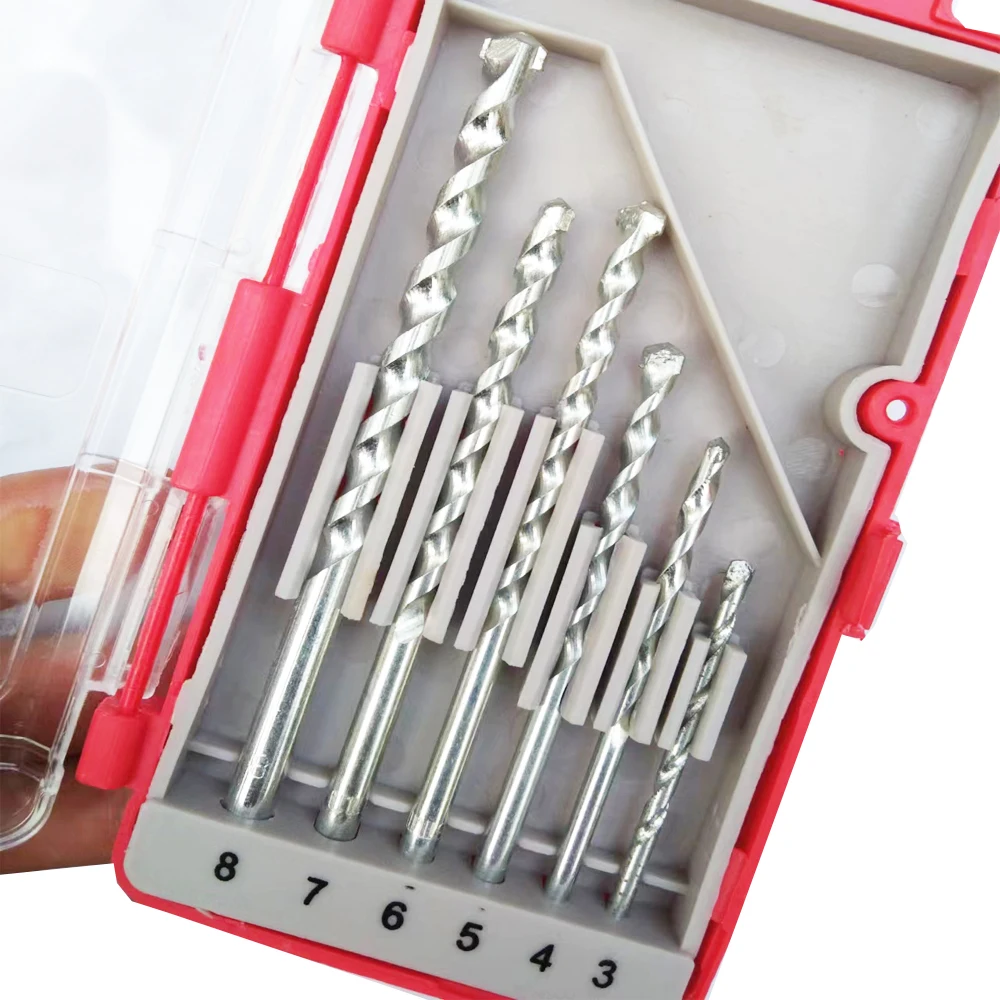 New Wall Drill Bit 8pcs 3-8mm Masonry Drill Bit for Brick Concrete Marble Tile Stone Drilling Carbide Tipped Gun Drill Bit