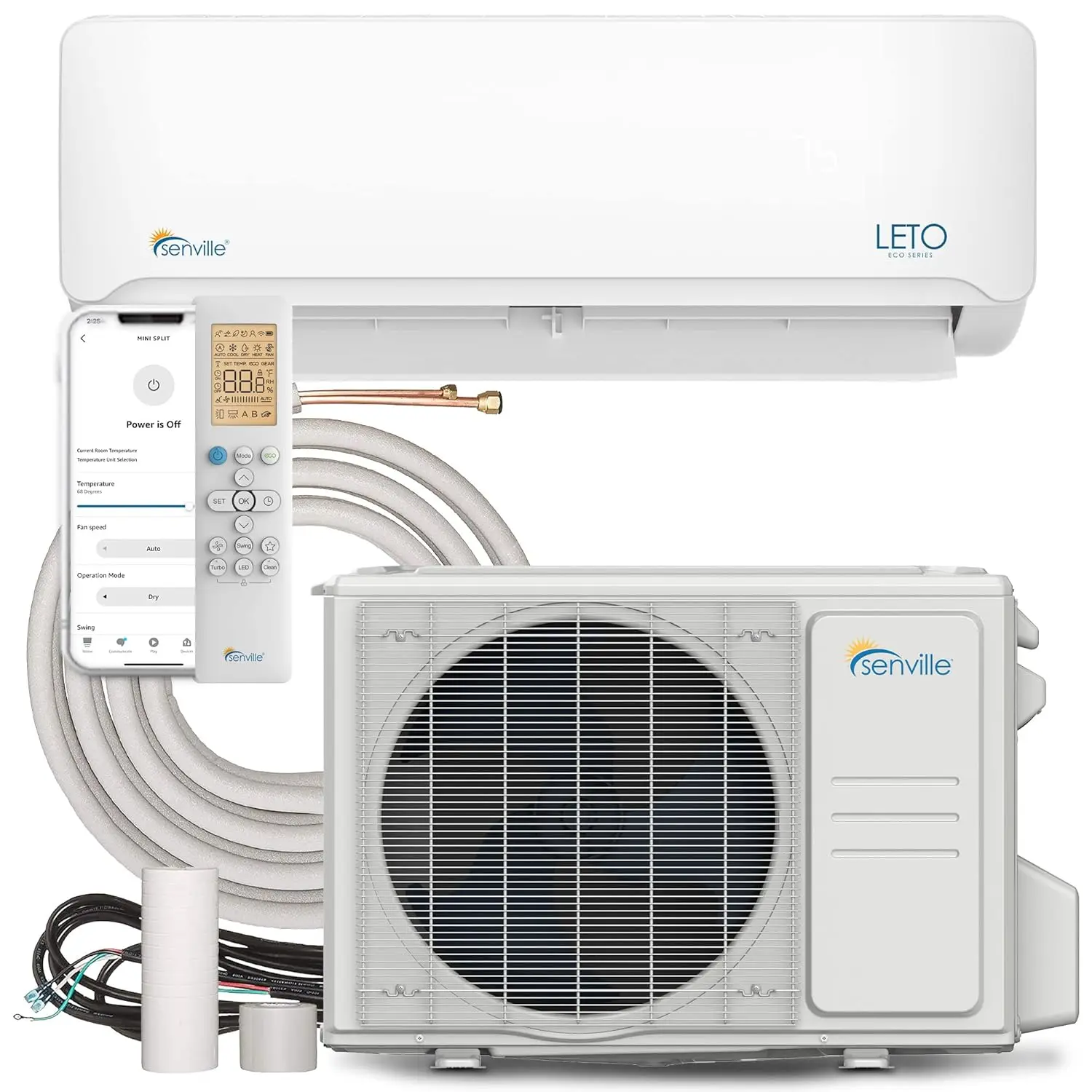 

LETO Series Mini Split Air Conditioner Heat Pump, 24000 BTU 208/230V, Inverter, Works with Alexa, 2 Ton, White, Customized