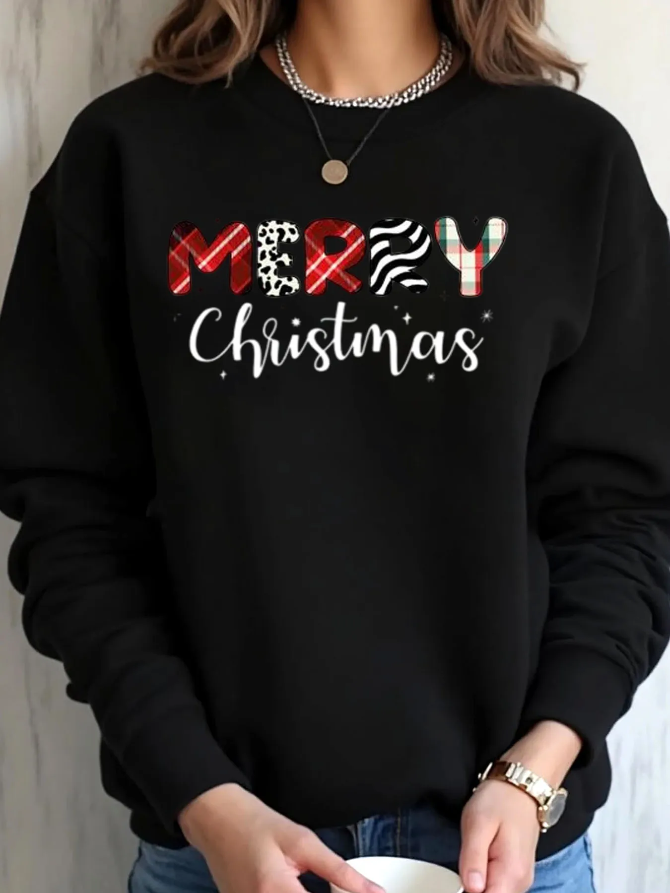 

Женская толстовка большого размера с Рождеством в клетку с принтом зебры, праздничный наряд, уличная одежда