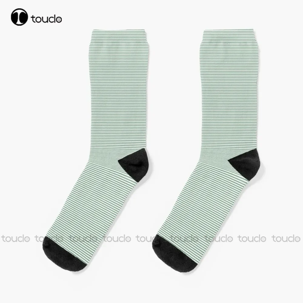 

Mini Sage Green And White Horizontal Pin Stripes Socks