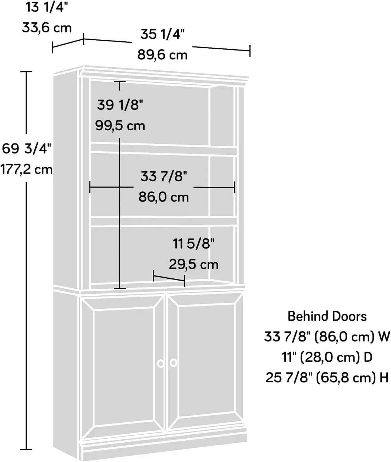 Miscellaneous Storage Bookcase/ Book Shelf With Doors, Chalked Chestnut finish