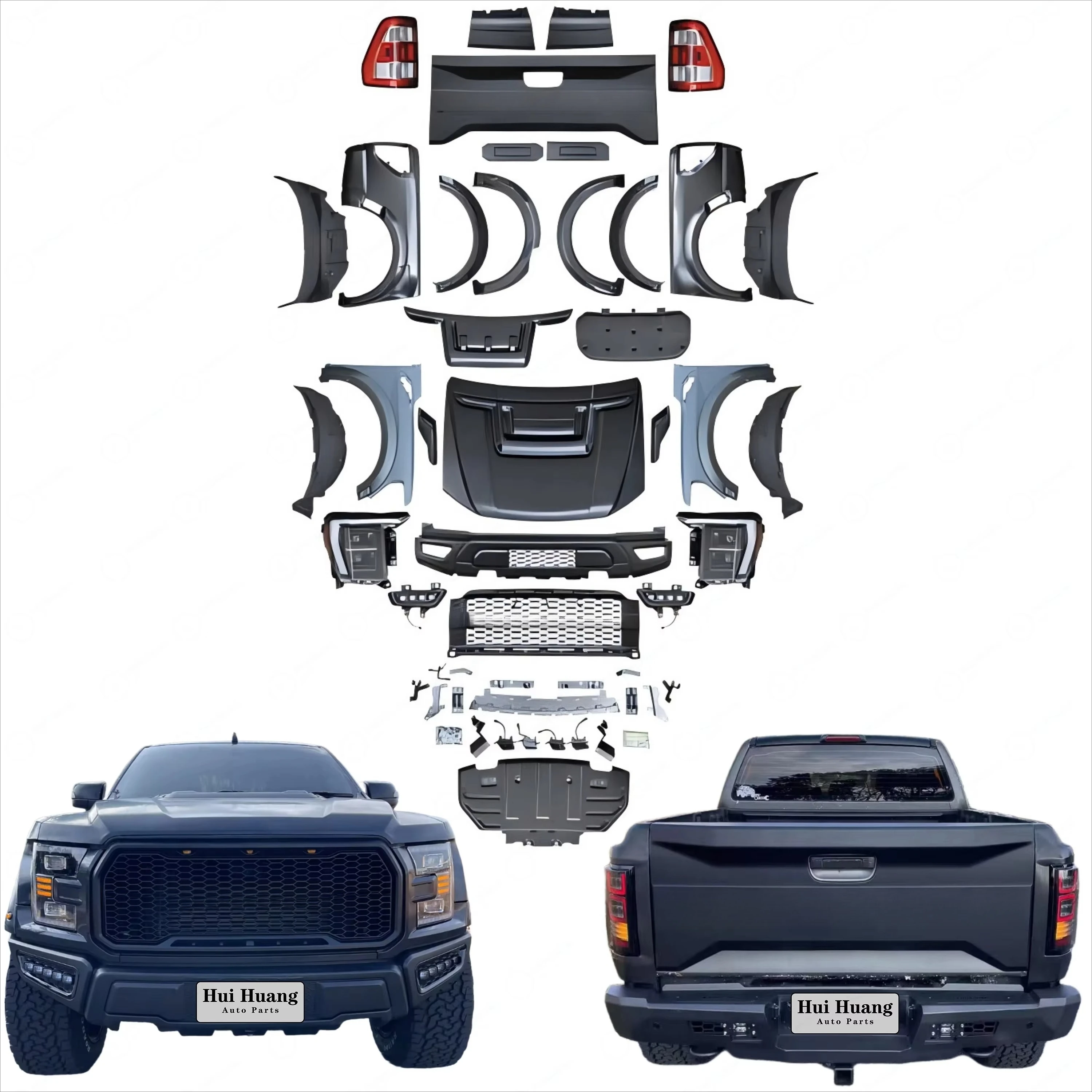 The Latest Bumper Body Kit for  Ranger T6 T7 T8 2012-2019 Upgrade to 2020 F150 Raptor with Fender Bumper Headlight Taillight