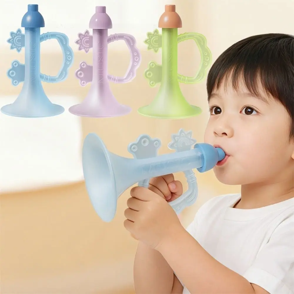 Food Grade Baby Teething Horn Colorful Design Chewable Baby Tooth Sensory Toy Lung Capacity Cultivation Comfortable Grip