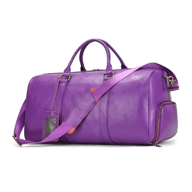 Leather Duffel Bag, High Quality Canvas PVC Lining, Durable Travel Sports Fitness Bag, Large Capacity Adjustable Strap Wholesale