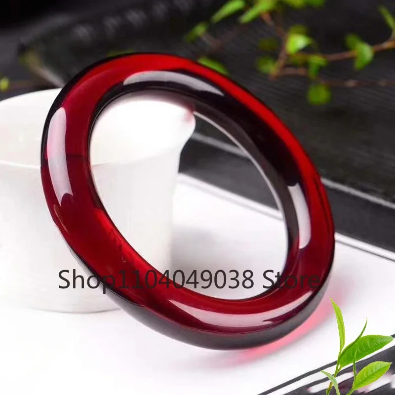 

Narrow Strip Bangle Baltic Sea Blood Pearl Round Bracelet Amber Honey Wax Simple Bracelet Narrow Edge Red Blood Amber Bangle
