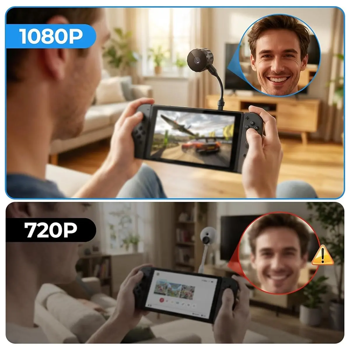 For Switch 2 Camera,HD 1080P USB C Webcam Support Plug and Play,360° Flexible Angle Adjustment Detachable USB C Cable