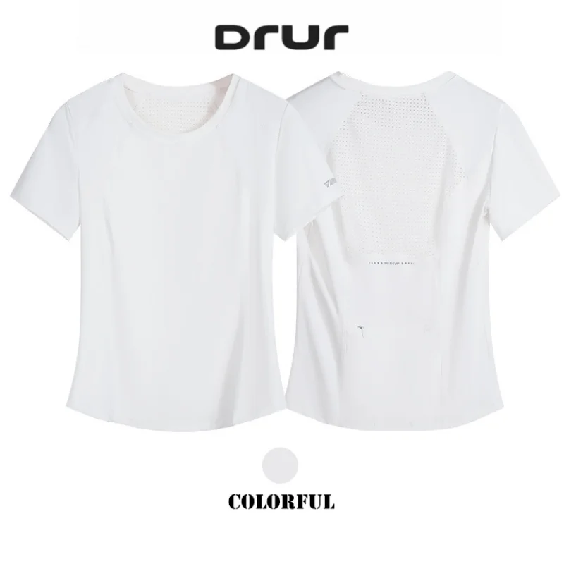 

DRUR M-5XL летняя дышащая спортивная футболка для женщин быстросохнущие спортивные топы для тренировок с карманами быстросохнущие рубашки для бега спортивная одежда
