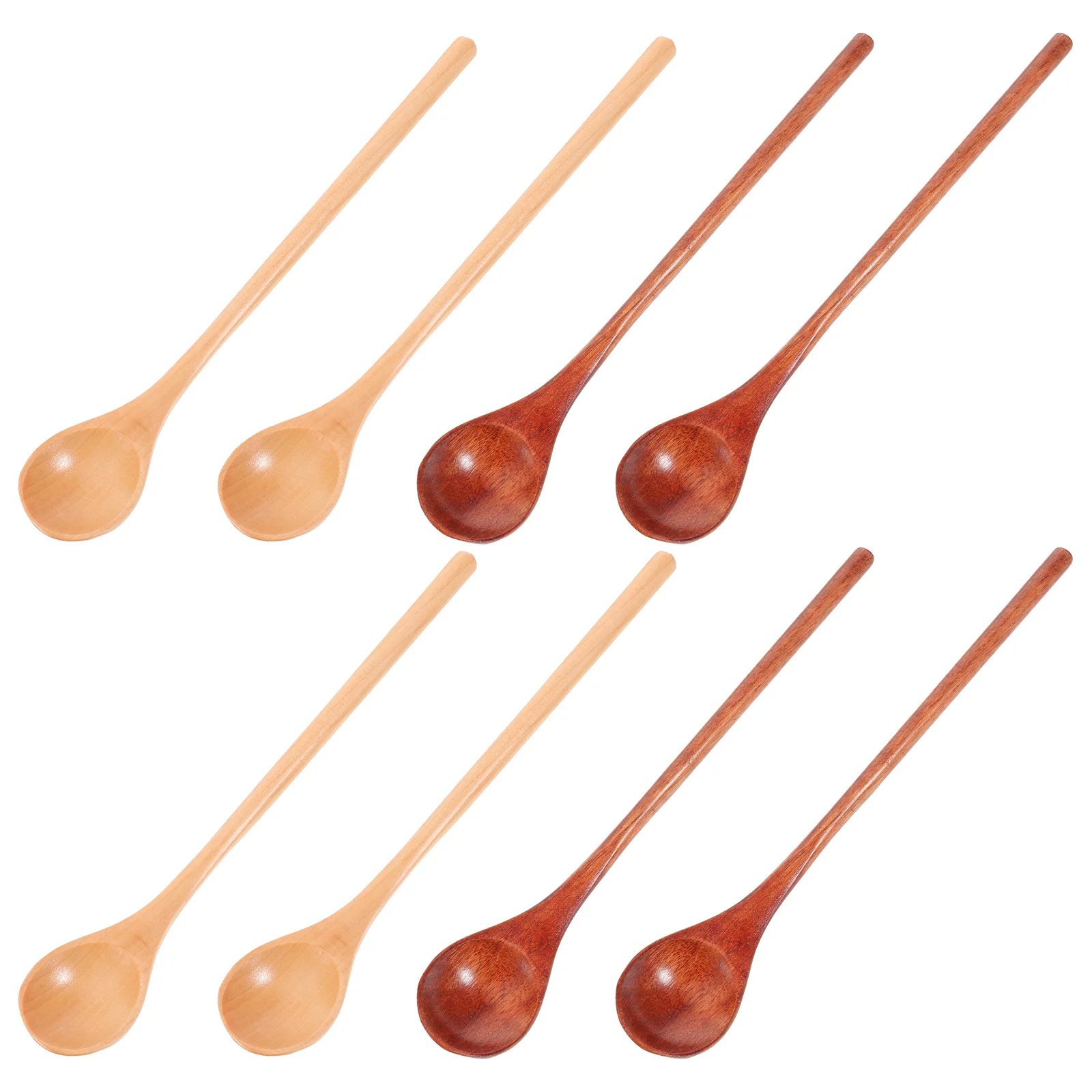 

8Pcs Wood Kitchen Spoons Set Long Handle Nonstick Stirring Mixing Serving Cooking Utensils for Honey Jam Sauces