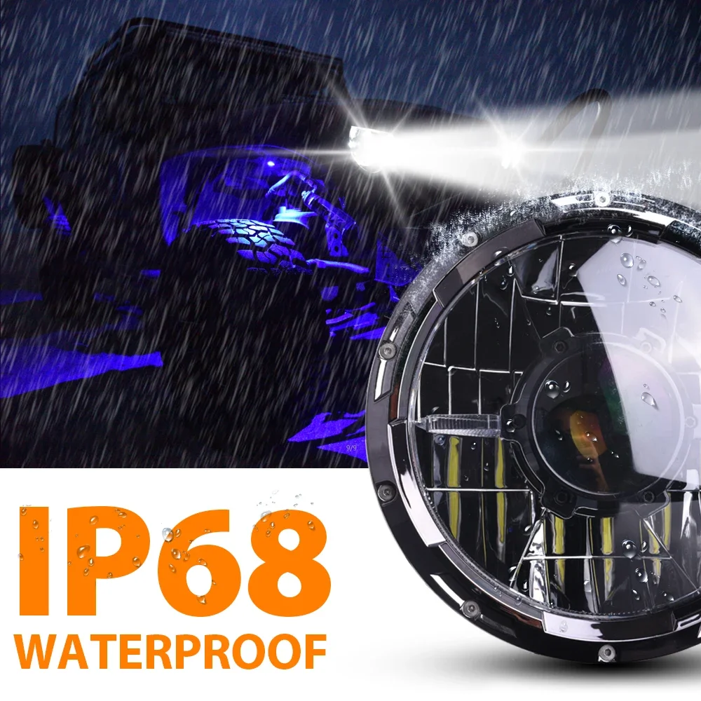 ألمع 7 بوصة شعاع مستدير مختوم المصابيح الأمامية لما بعد البيع للسيارات الخفيفة