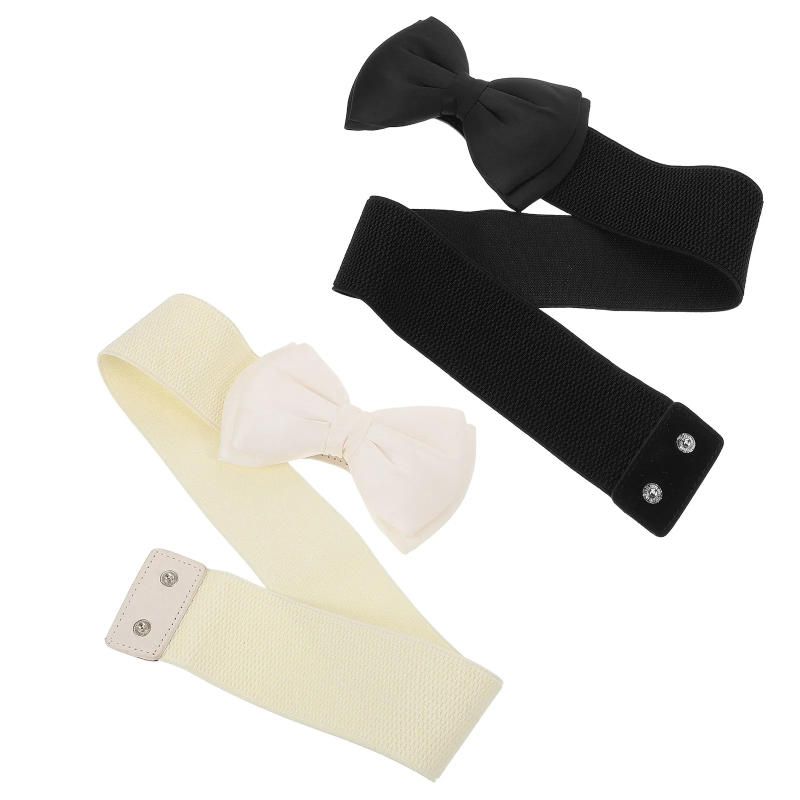 

2Pcs Elastic Waist Belt Chiffon Bowknot Wide Stretchy Adjustable Waistband for Dress Skirt Tunic Comfortable Breathable