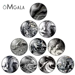 Imitation black marble texture patterns 12mm/14mm/18mm/20mm/25mm/30mm Round photo glass cabochon demo flat back Making findings