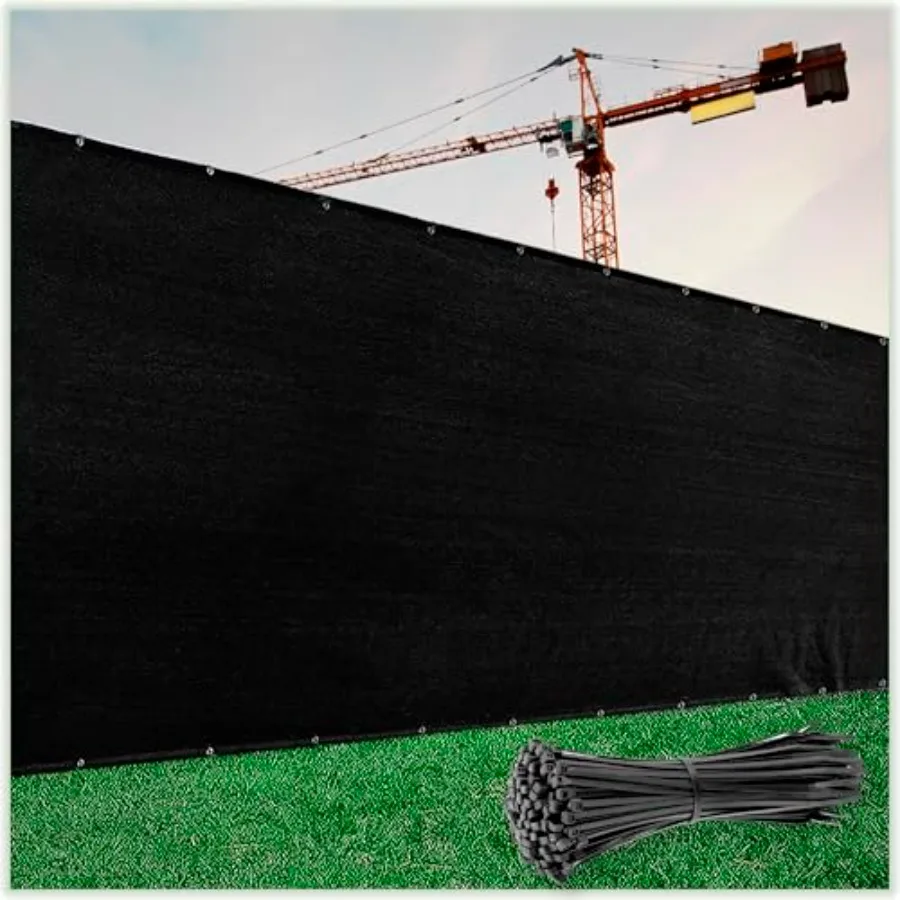 

8' x 50' Black Fence Privacy Screen Windscreen Cover Fabric Shade Tarp Plant Greenhouse Netting Mesh Cloth - Commercial Grade 1