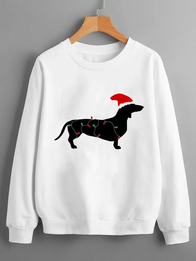 

Holiday Pullovers Christmas New Year Fashion Dog Cartoon Style Cute Trend Clothing Women Ladies Print Lady Graphic Sweatshirts