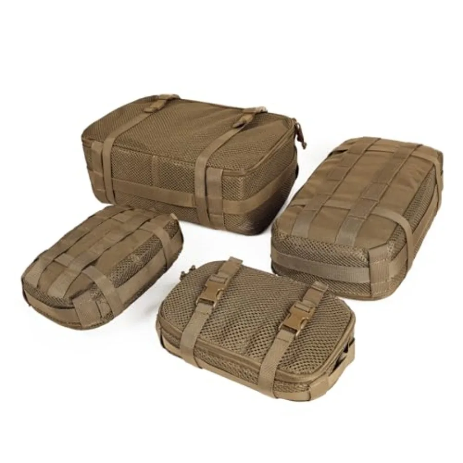 

4 Set Tactical Packing Cubes Compressible Mesh Duffle Storage Bag Portable EDC Molle Pouch Organizer for Travel Outdoor Use in