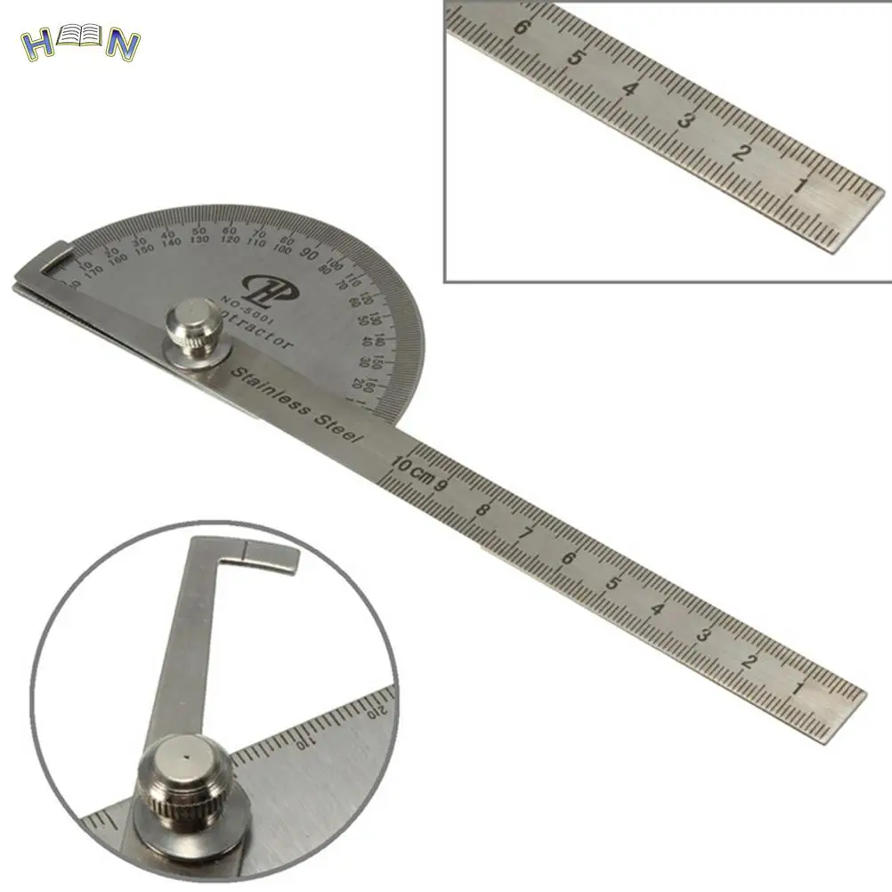 10cm Stainless Protractor Round Head Angle Finder Craftsman Rule Ruler Machinist Tool Professional 0-180 degrees Protractor