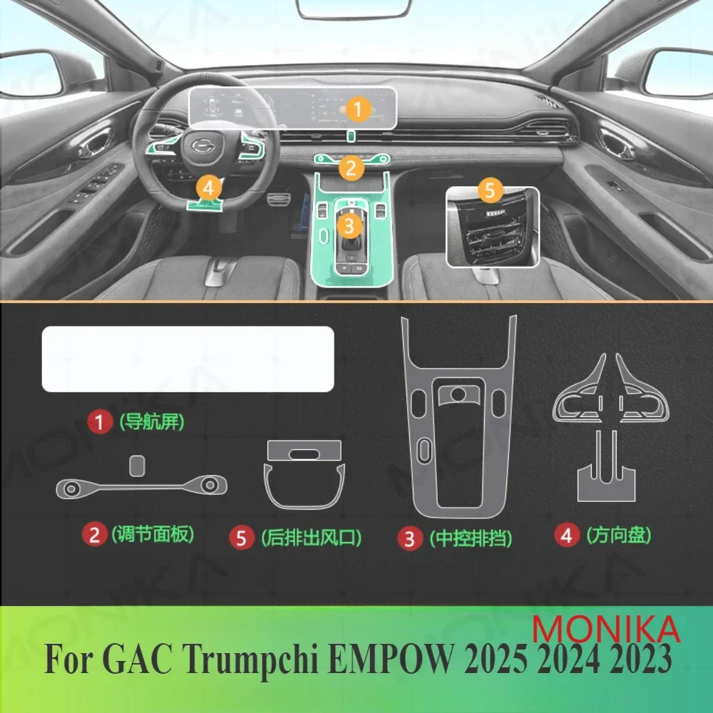 Interior film transparent TPU For GAC Trumpchi EMPOW 2025 2024 Gear Panel Navigation Center Console PPF Protection Accessories
