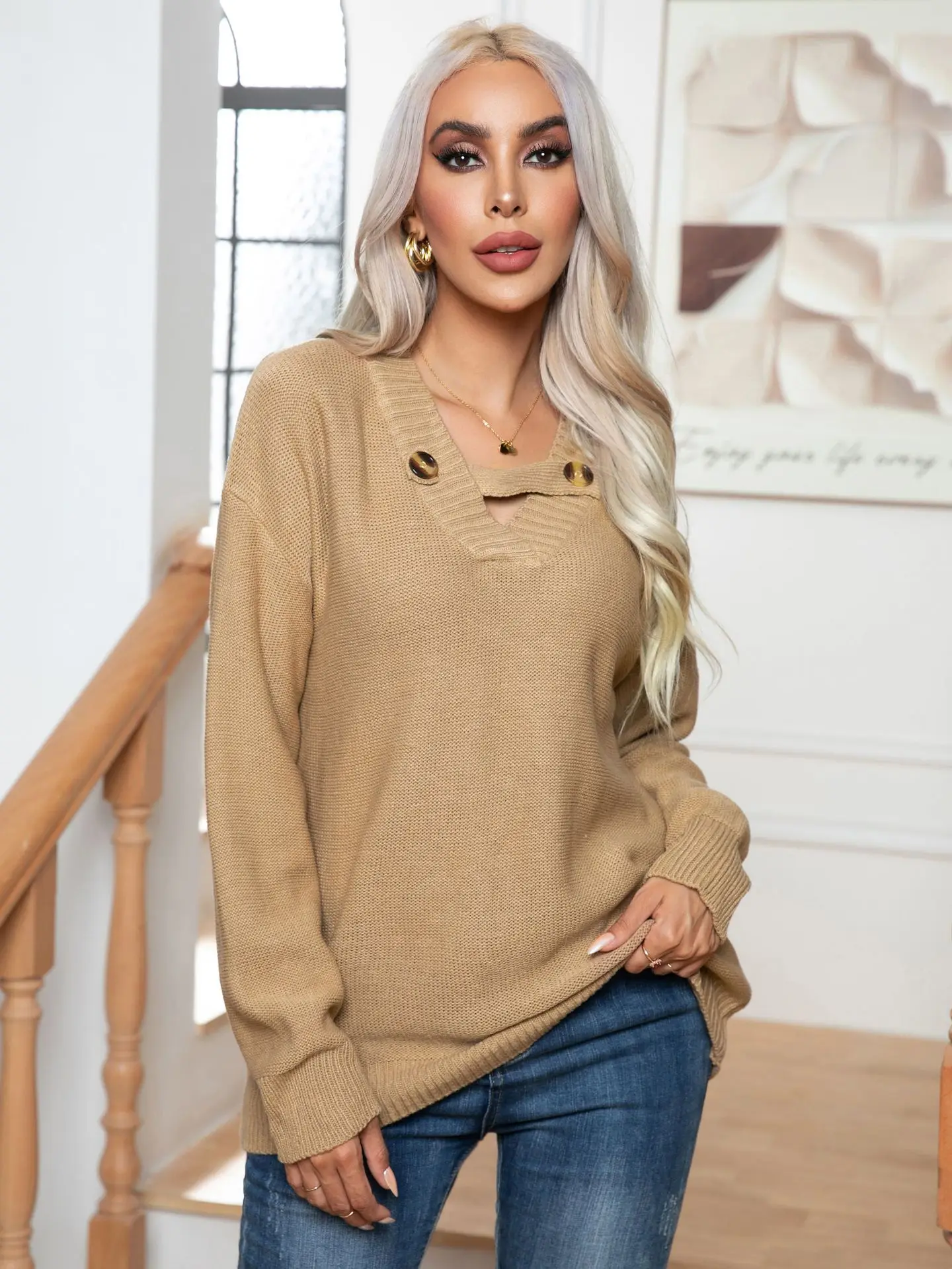 Pull tricoté à manches longues pour femme, ample, automne et hiver, nouveau, chemises masculien, Жletidhe, pull Damen О cojtukerings