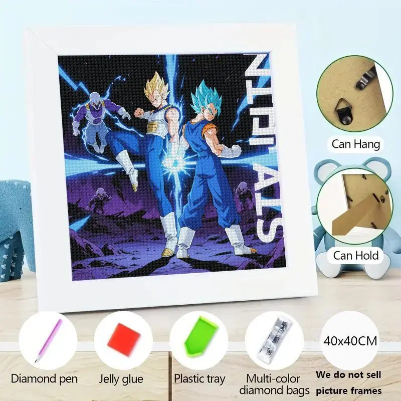 

1PC 5D DIY Diamond Painting Kit, Dragon Ball Super Vegeta Super Saiyan Blue & Super Saiyan Full Drill Rhinestone Art Craft, 40x4