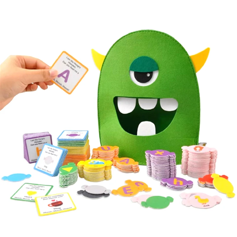 Alphabet Learning Toys Matching Colors Shape Felt Toys Letter Recognition Monster Eating Funny Game Montessori Educational Toys