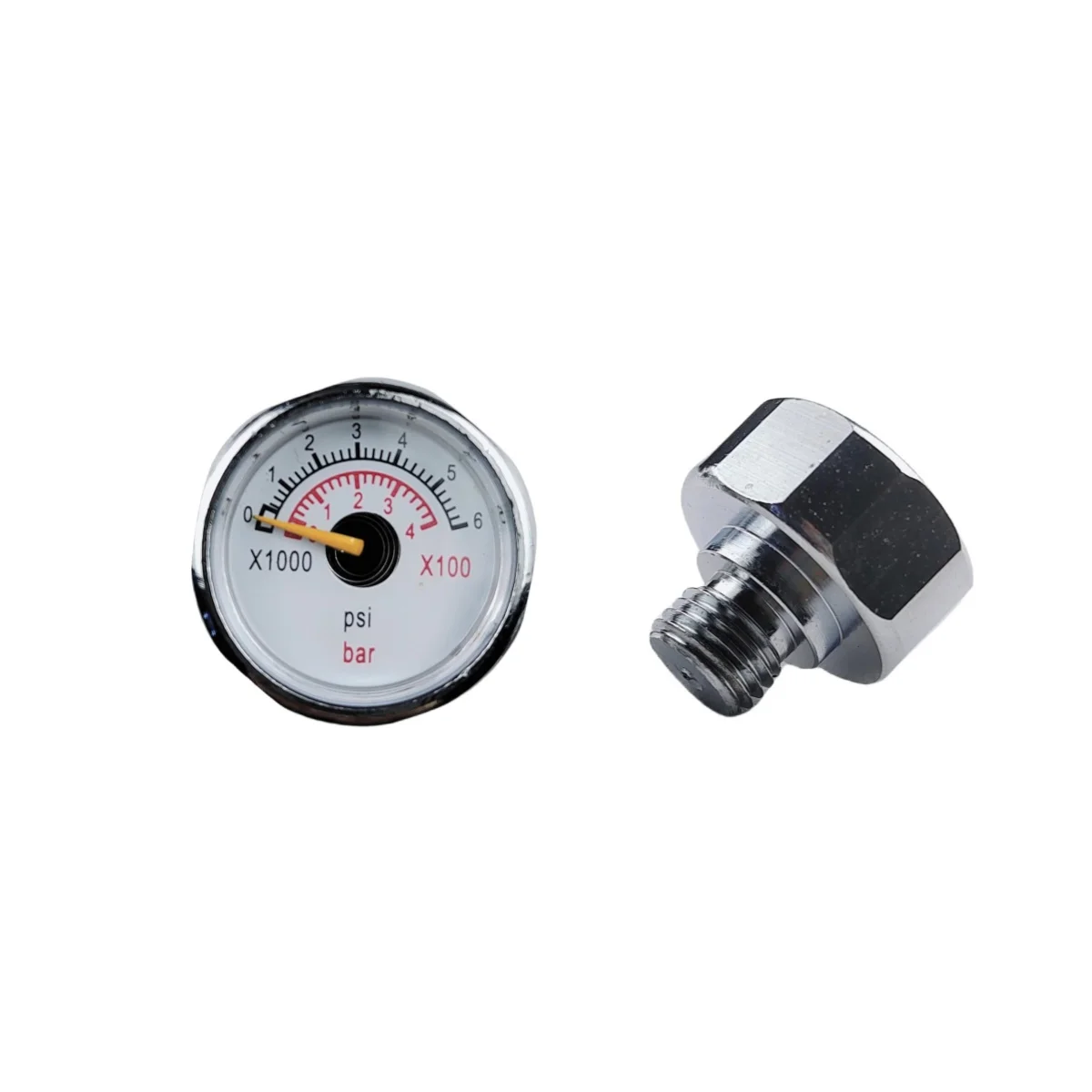 1PCS or 2PCS 7/16''-20UNF Thread 25mm Mini Spiral Tube Manometer 400bar/6000psi Pressure Gauge For HPA Tank Charging valve