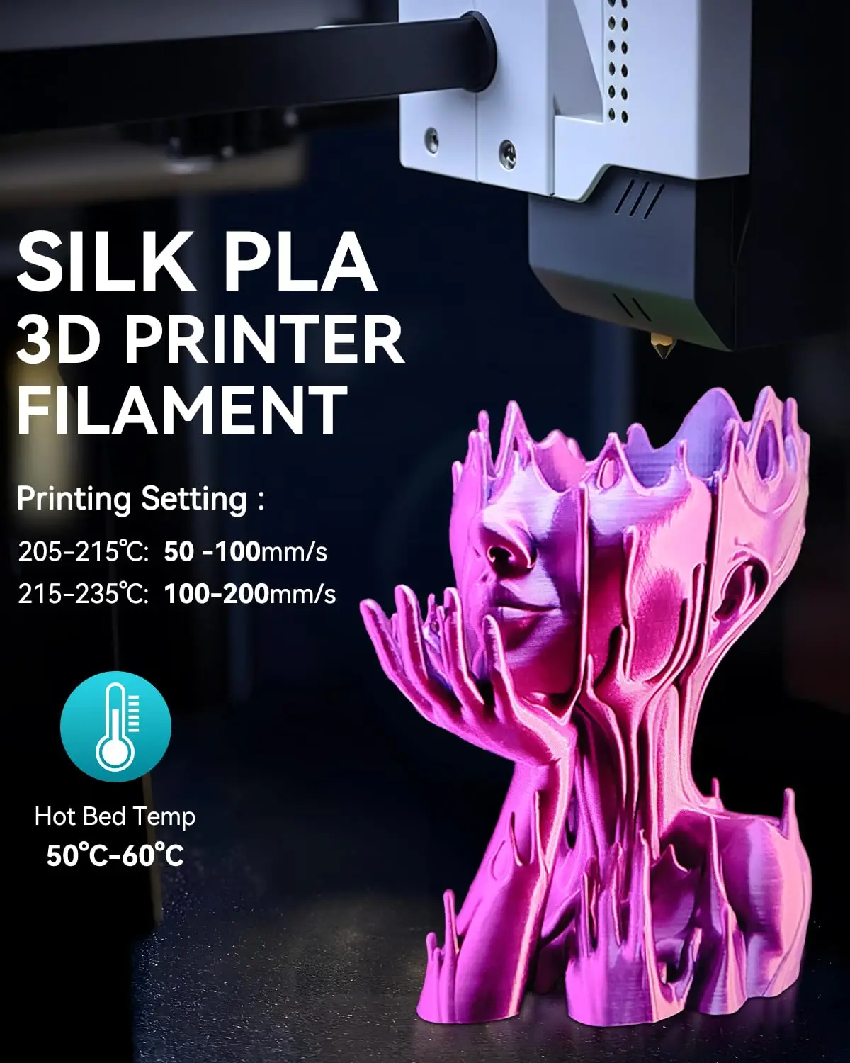 SUNLU 2KG SILK 3D Printing Filament 1.75MM 1KG Close To Silk Effect Smooth And Delicate More Tenacity Than PLA And PLAPLUS