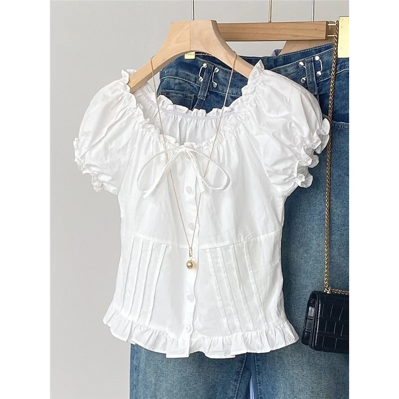 

Корейский Sle ort Sve Slim Fit Bubble Sve irt Женский летний новый круглый Ne (3) Модный топ Cleanfit из смеси хлопка