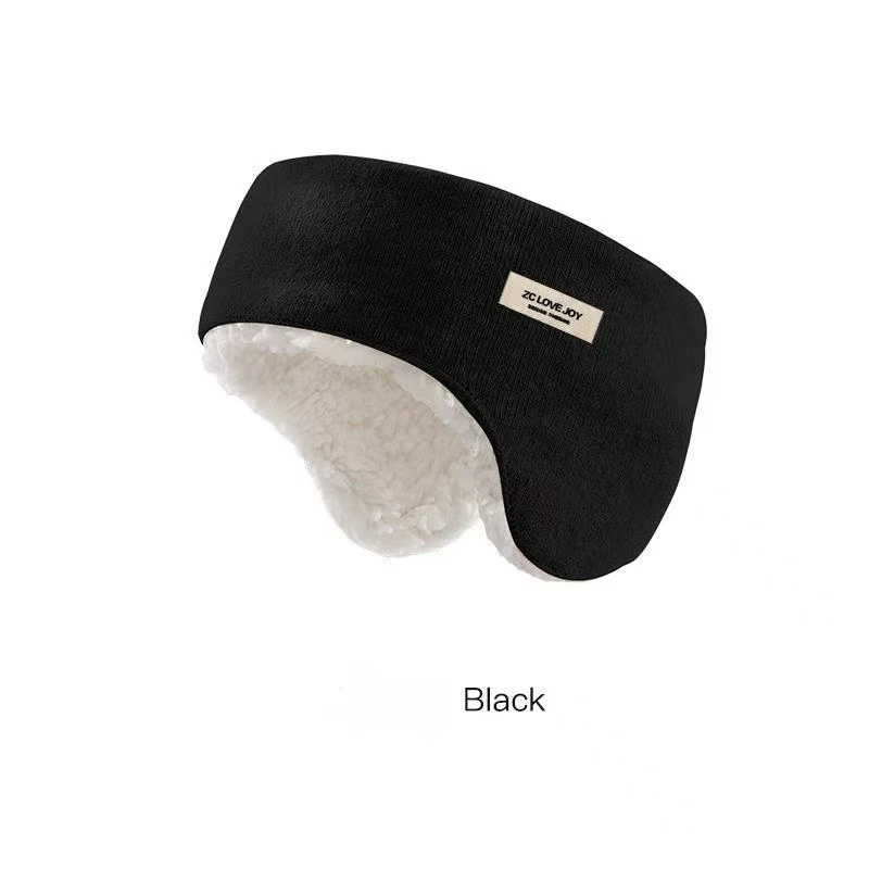 Winter Thickened Knitted Ear Warmer Headband Fleece Lined Warm Ear Protection Windproof Anti-Cold Cycling Outdoor Sport Headwear