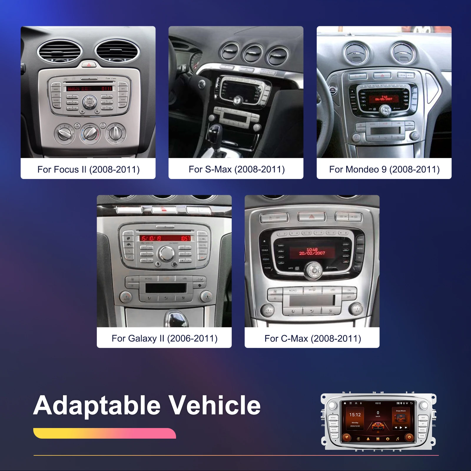 Podofo Android 13 Doppel-DIN-Autoradio mit 7-Zoll-kapazitivem Touchscreen, 2 GB + 64 GB, GPS-Navigation, WLAN, Bluetooth, FM, RDS, USB-Musikplayer, kabelloses CarPlay, Android Auto, Mirror Link für