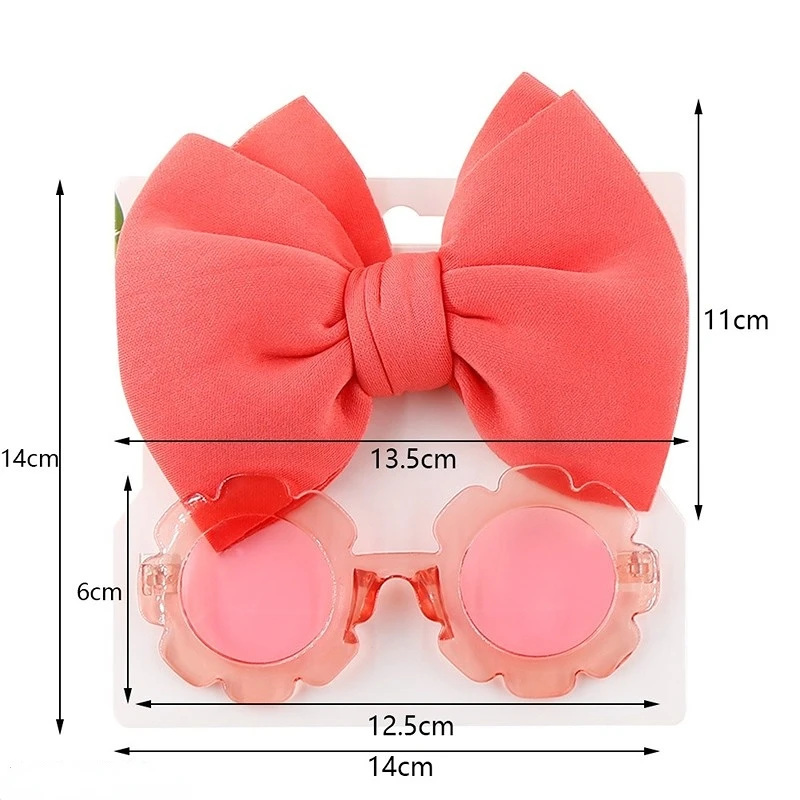 Baby Sunglasses with Hair Band Set Girls Kids Children Cute Cool Toy Shade Glasses Bows Headband for 0-3 Years Hair Accessories