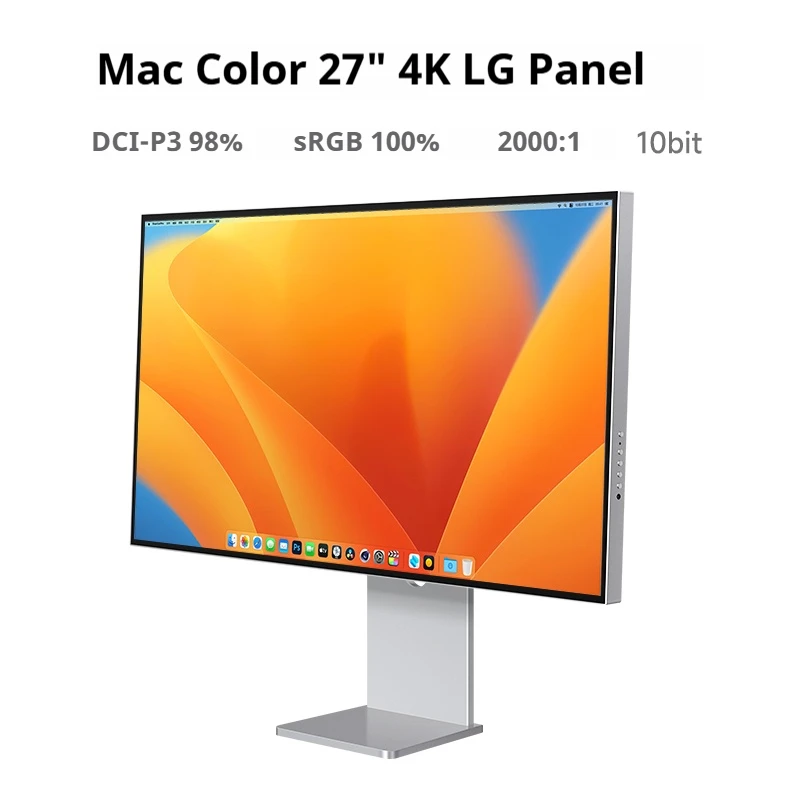 Monitor de computador Nano IPS 4K de 27 polegadas com corpo de liga de alumínio, cor de 10 bits, relação de contraste 2000:1, sem cintilação, baixa luz azul