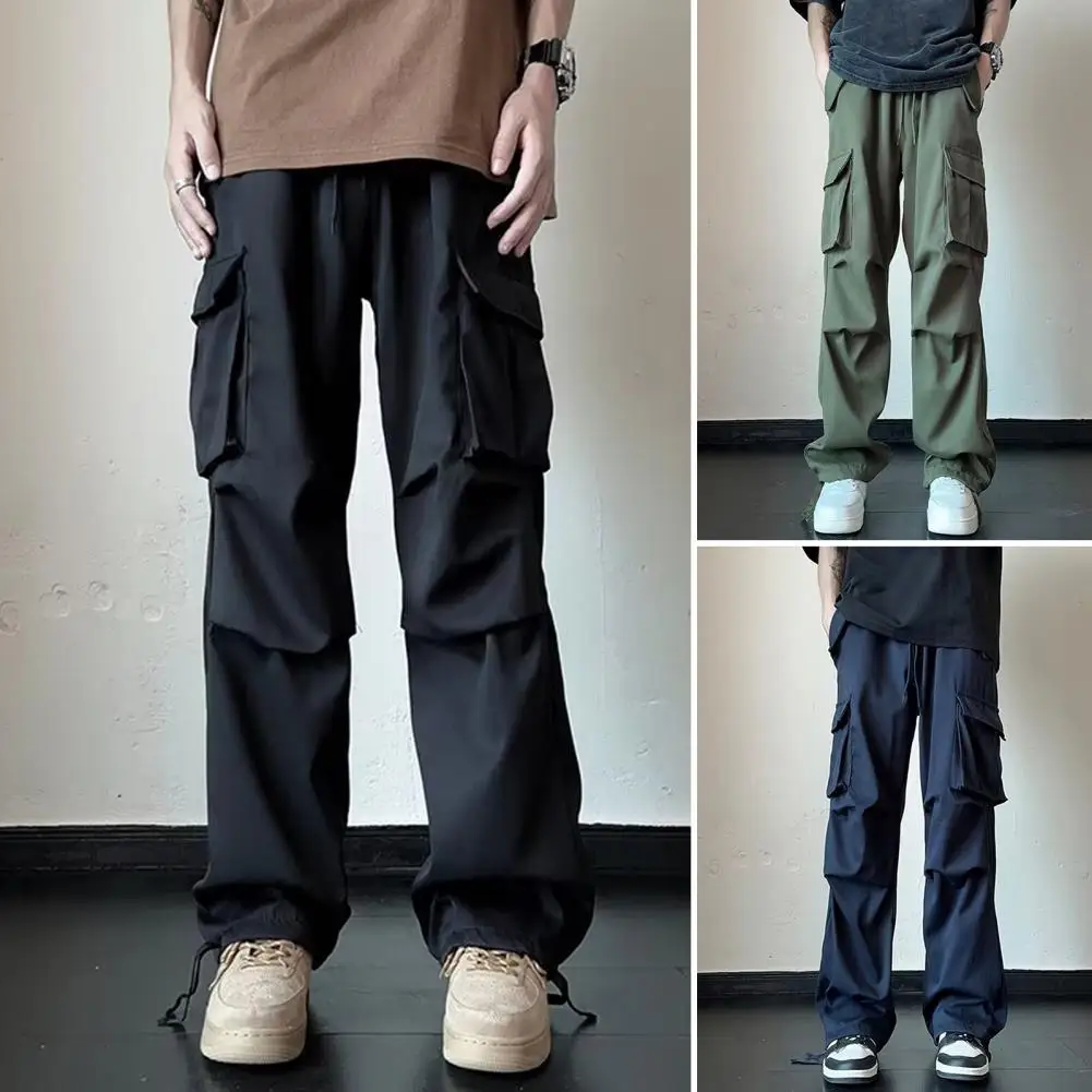 2025 Men Cargo Pants Reinforced Pocket Stitching Outdoor Camping Men's Cargo Pants with Drawstring Waist Multiple for Leisure