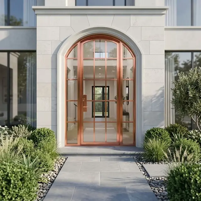 Powder Coating Narrow Aluminum Frame Glass French Door Fashion French Double Doors Long Lasting and Durable French Hinged Doors 3