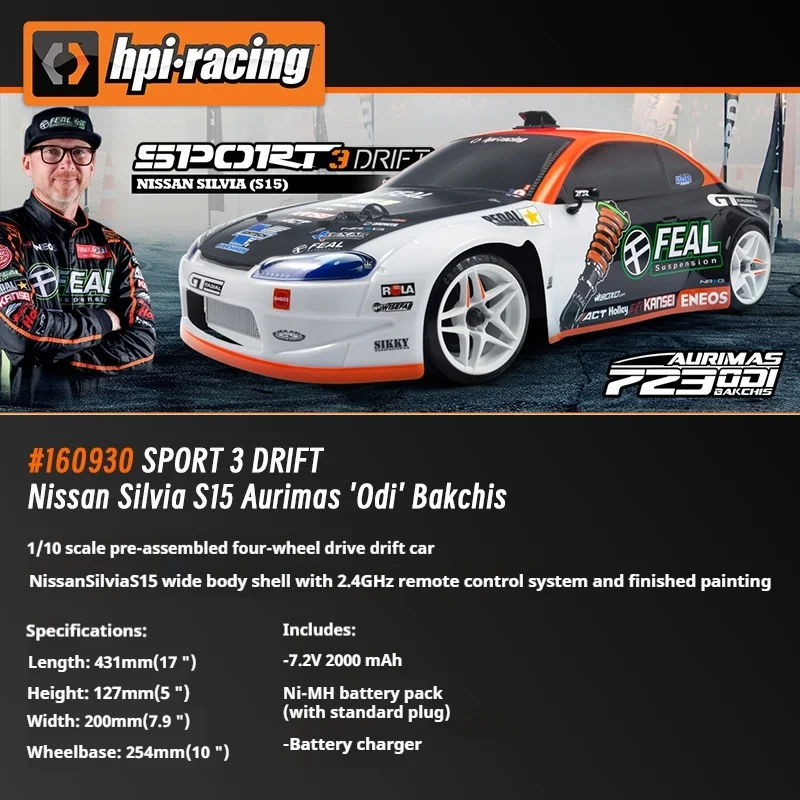 HPI Sport 3 Drift 1:10 Simulation Nissan Silvia S15 Odi Fernbedienung Elektro Limited Edition Allradantrieb Drift Car RTR