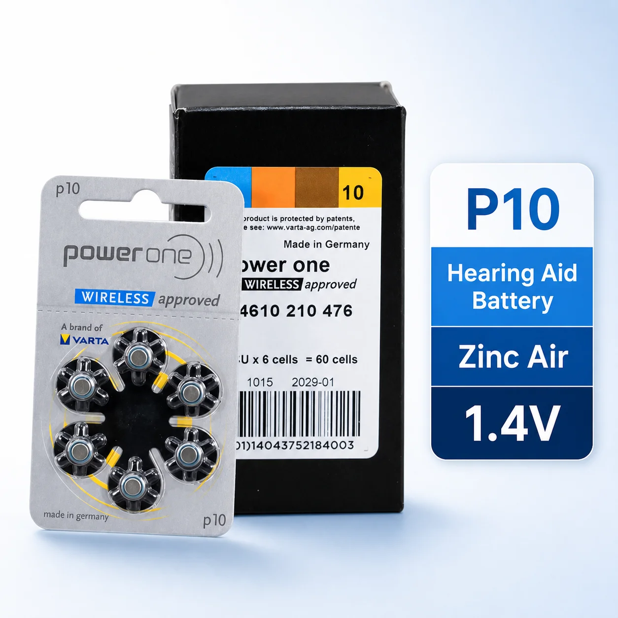 Zinc Air Hearing Aid Battery P10 PR70 No Mercury Replacement Cells For Hearing Aid 60 Cells Box Made in Germany