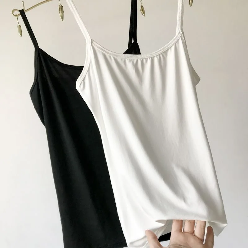 

2pcs Summer Women Vest Sexy Camis U-neck Sleeveless Underwear Solid Basic Camisoles Female Slimming Bra Strap Skinny Crop Tops