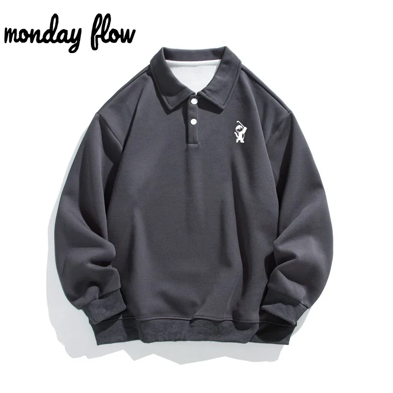 Monday Flow-ropa de Golf para hombre, suéteres de Golf con parte inferior de algodón transpirable, Top de Golf con cuello tipo Polo de manga larga para exteriores, primavera/otoño
