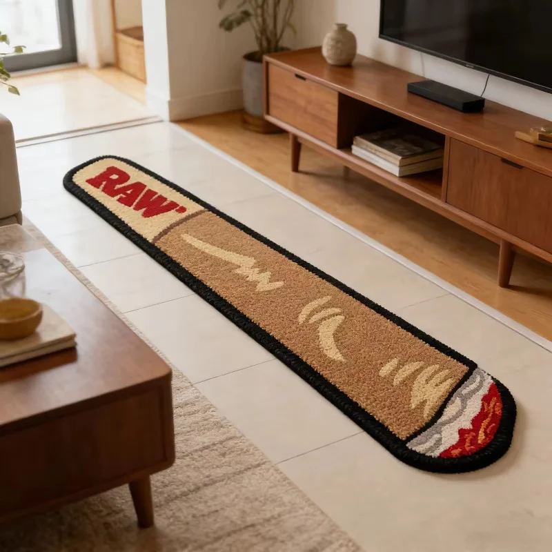 VIKAMA Fun Smoking Long Strand Carpet Anti-slip Soft Entry Hall Floor Mat Living Room Bedroom Carpet Home Decoration